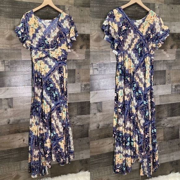 NWOT Abel The Label V-Neck Ruffle Boho Dress - Picture 2 of 13